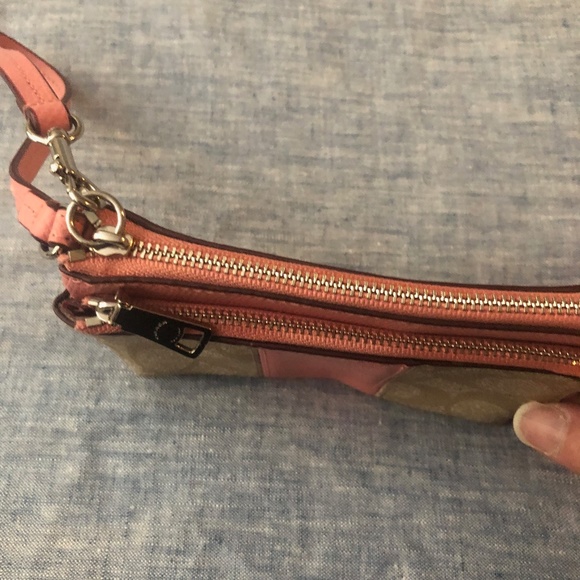 Coach Pink Stripe Wristlet - Picture 2 of 3